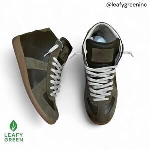 Maison Margiela GAT High Olive Green Sneakers us 9 EU 42 Calfskin Leather Luxury